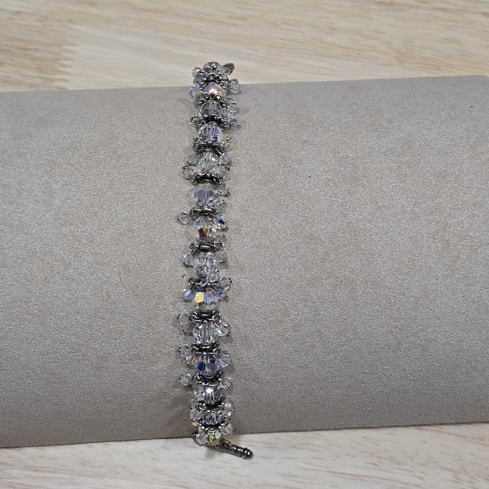 Artisan Created Round & Bicone Aurora Borealis Beads 7" Bracelet Toggle Closure